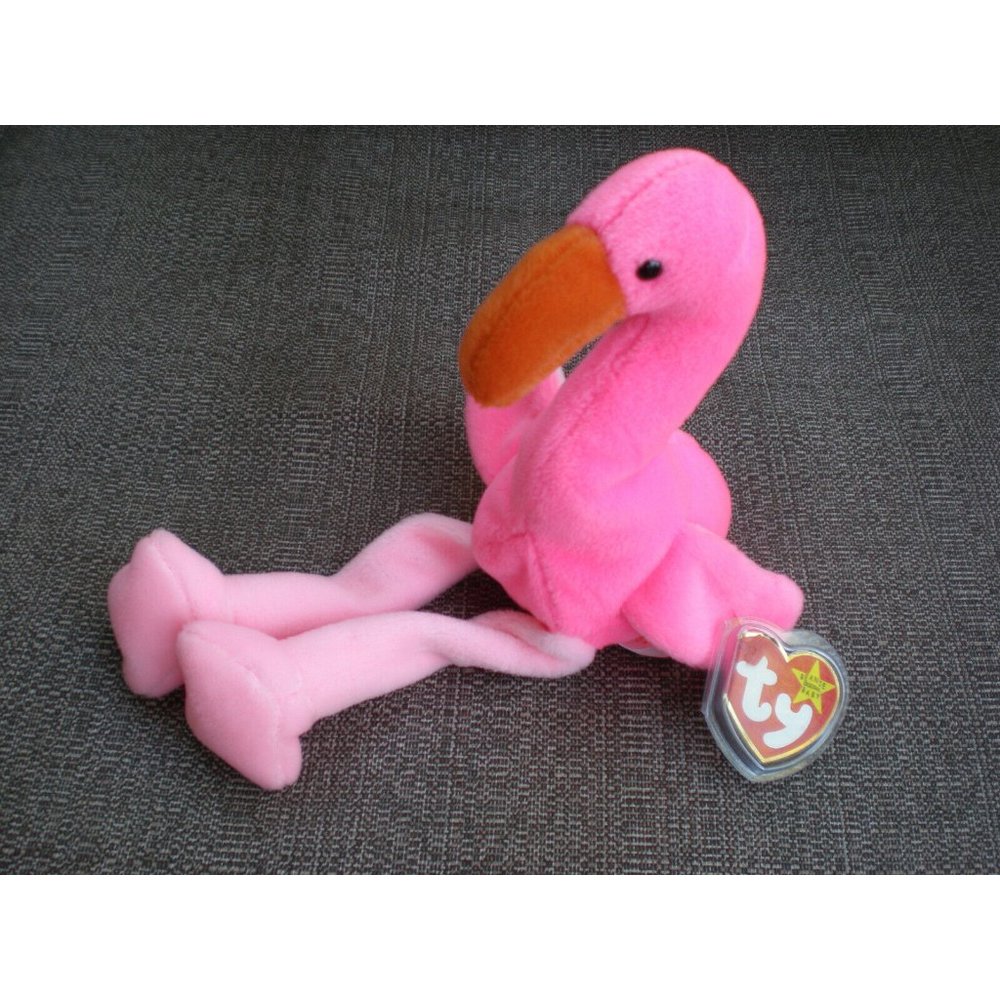 Retired Pinky the Flamingo Ty Beanie Baby Plush Babies 02-13-1995 Error Tag